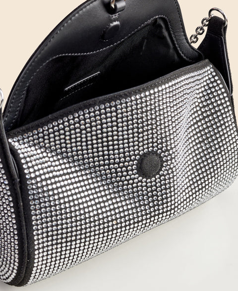 Cafuné Mini Drop Duffel in Black Rhinestone interior view