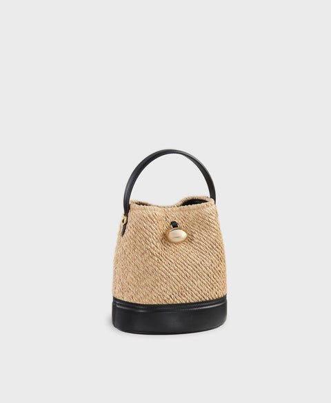 Egg Bucket - Natural/Black Handbags Cafuné 