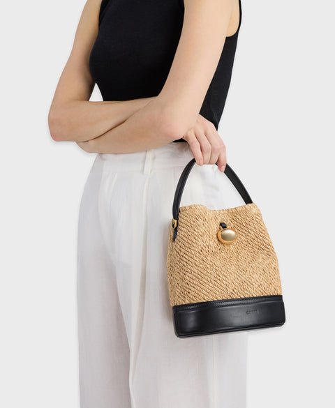 Egg Bucket - Natural/Black Handbags Cafuné 