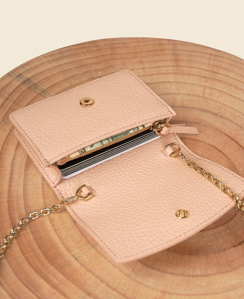 Double-C Cardholder in Blush interior view