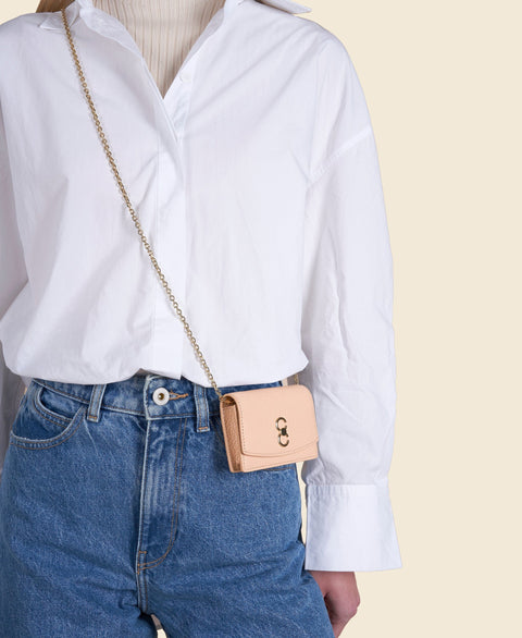 Double-C Cardholder in Blush on model view