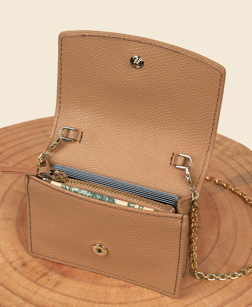 Cafuné カフネ - Double-C Cardholder - Camel