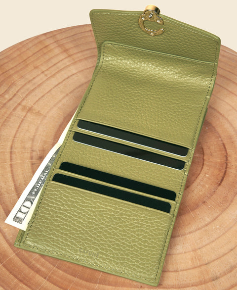 Cafuné Double-C Wallet - Artichoke interior view